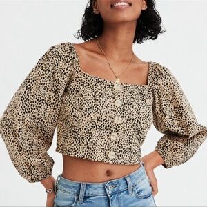 American Eagle Square Neck Button Peasant Top